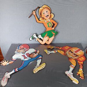 RARE VTG Beistle Die Cut Lot Cardboard Cutout Paper Wall Hanging‎ FOOTBALL Fall